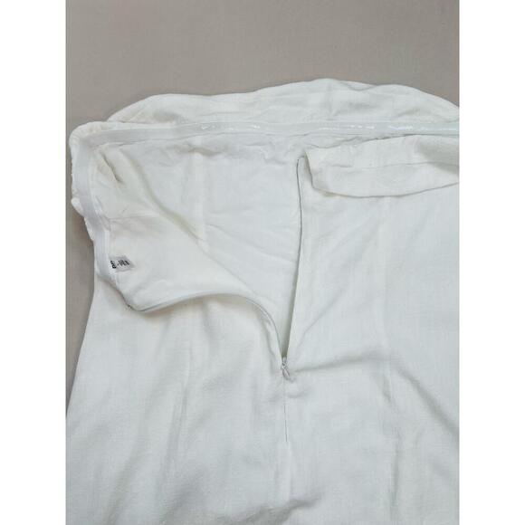 BP White Fold Top Strapless Linen Blend Casual Style Mini Dress Womens Large - Picture 7 of 11